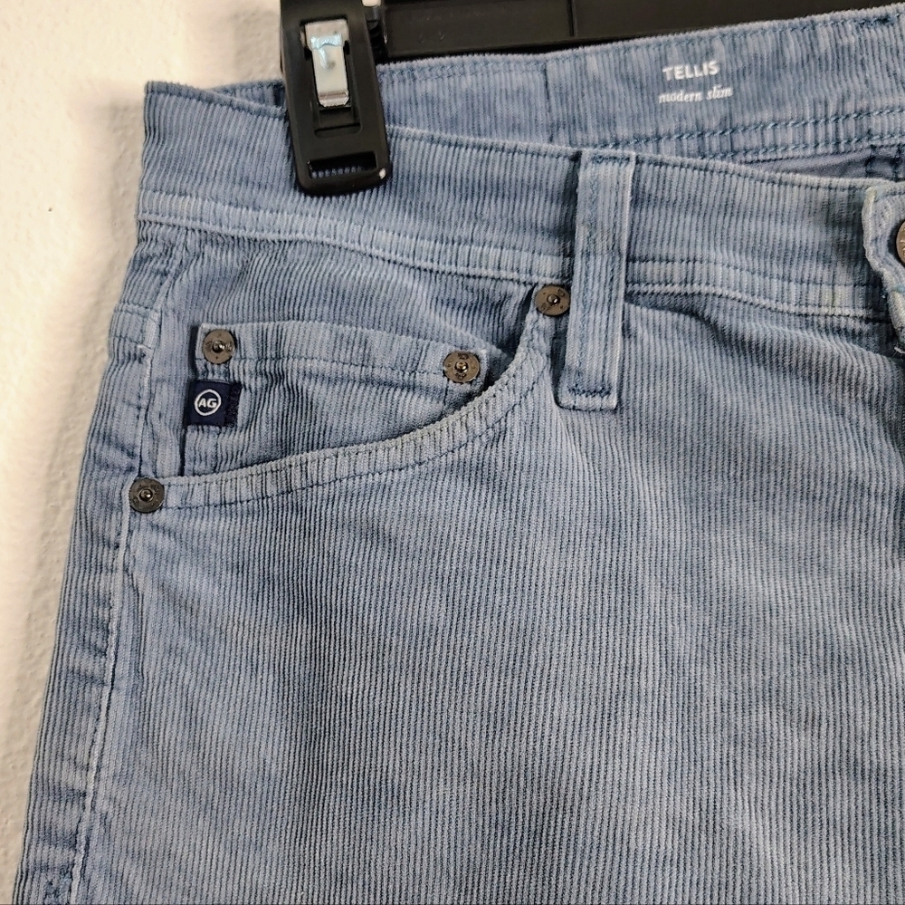 AG Adriano Goldschmied Tellis Modern Slim Light Blue Corduroy Jeans Sz 30x34 - Picture 6 of 16